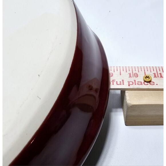 KENT FOLLETTE Pottery Oval Casserole/Serving Dish Cranberry/Green EUC - Picture 8 of 10